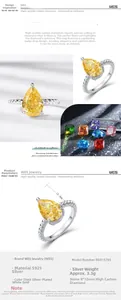 Macro detail of pear-cut yellow diamond ring with braided S925 silver band design