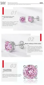 Dettaglio macro di pietra rosa 9,5ct con montatura a quattro griffe in argento S925