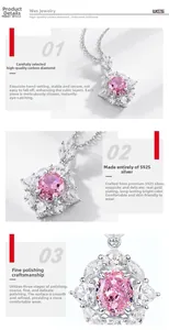 Detail der S925 Silberhalskette mit rosa Carbon-Diamant im Birnenschliff und Feinpolitur