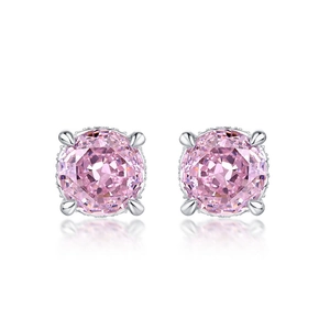Orecchini in argento S925 con diamanti al carbonio rosa ciliegio da 9,5 ct taglio ghiaccio