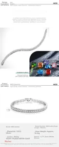 Makrodetail eines S925 Sterlingsilber Armbands mit 3,5 mm Zirkonia Pavé Fassung