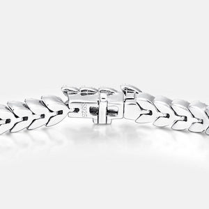 S925 Sterling Silber Kettenglieder Armband mit Blatt-Design und sicherem Druckverschluss