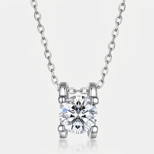S925 Sterling Silver Moissanite Necklace Round 1ct Bull Head Pendant With GRA Certificate For Women Valentine's Day Gift