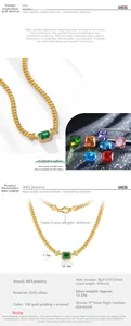 Detail specifications of 925 silver 10K gold plated necklace with green gemstone