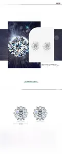 Detailed view of S925 silver moissanite earrings featuring six-prong snowflake setting