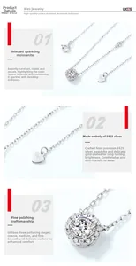 Close-up of S925 sterling silver heart tag and moissanite pendant with fine polishing