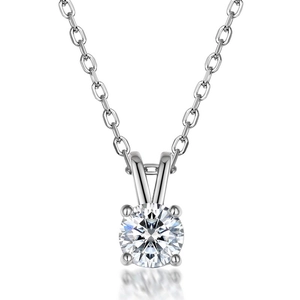 Élégant collier en argent sterling S925 avec moissanite et pendentif rond à quatre griffes