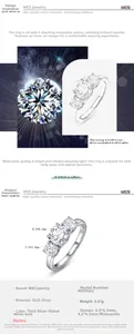 Macro view of S925 silver ring featuring 6.5mm and 4.5mm Moissanite stones