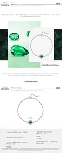 Detail view of S925 silver bracelet with 0.6ct lab-grown emerald and 9.5mm round pendant