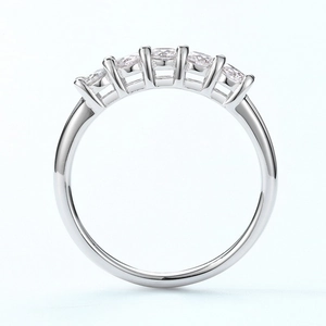 Elegant S925 sterling silver ring with five round moissanite stones in a classic row setting