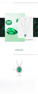 Detailed size view of an 0.8ct emerald pendant in S925 sterling silver with dimensions