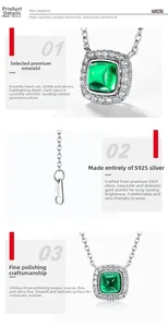 Détail du collier en argent S925 avec pierre émeraude et finition polie de précision