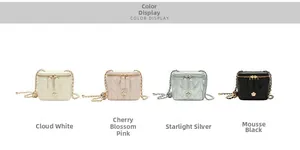 Quilted mini crossbody bags in four colors with floral clasp and chain straps