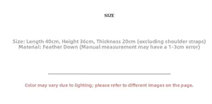 Detailed size specifications for the padded cloud tote showing dimensions 40x36x20cm
