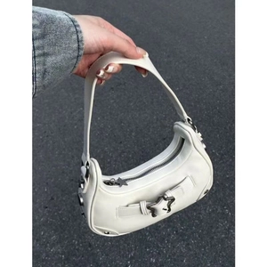 Sac à Épaule Hobo Vintage avec Boucle en Métal Étoile pour Femme Sac Sous le Bras en PU Denim Sens Élevé Sac Croissant Style Street Rétro Y2K