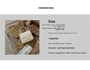 Vista dettagliata della borsa trapuntata beige con confronto tra le dimensioni piccola e grande