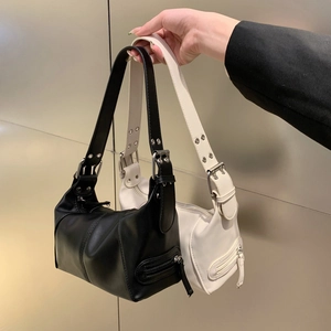 Damen Retro PU Leder Unterarm Schultertasche Trendy Minimalistisches Design Reißverschluss Hobo Handtasche Alltag Pendler Geschenk