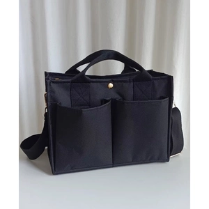 Large Capacity Canvas Mommy Bag Multi Compartment Shoulder Tote Bag For Women Urban Simple Travel Diaper Shopping Bag