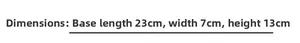 Detailed dimension chart showing bag size: length 23cm, width 7cm, and height 13cm