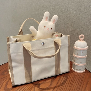 Women Large Capacity Canvas Tote Bag Multifunctional Diaper Bag Casual Shoulder Handbag With Multi-Compartment For Moms