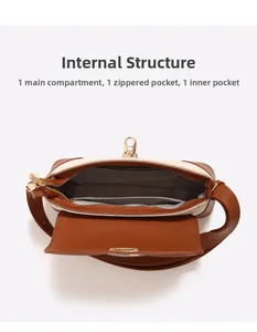 Layout interno con tasca principale, tasca con zip e tasca a bustina della borsa
