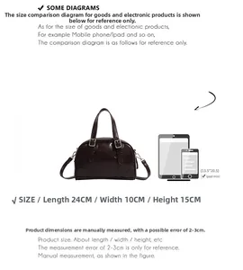 Deep brown Boston bag size comparison with iPad mini showing spacious inner capacity
