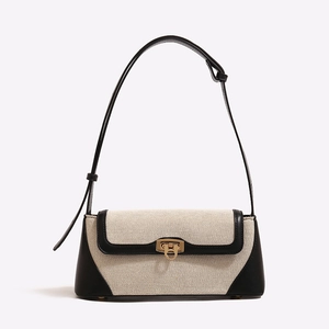 Borsa Sottobraccio Baguette in Pelle PU Stile Francese per Donna Contrasto Colore Moda Retrò Minimalista Borsa a Spalla