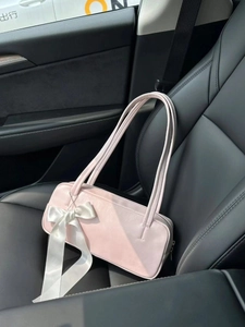Fashion Bowknot Shoulder Bag Urban Minimalist PU Leather Baguette Bag Underarm Pillow Bag Solid Color Handbag For Women Daily