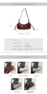 Detaillierte Größenangaben und Gewichtstabelle für die PU-Leder Halbmond-Schultertasche