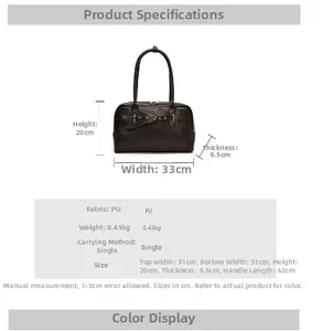 Tableau détaillé des tailles du grand sac hobo en cuir PU avec dimensions et poids précis