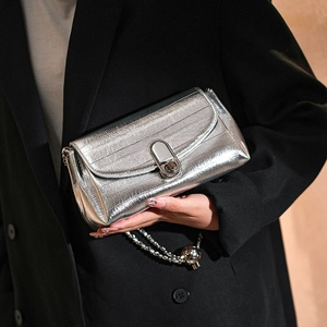 Borsa a Spalla in Pelle PU Retro per Donna Motivo Coccodrillo Sfera Metallica Tracolla a Catena Piccola Borsa Quadrata a Tracolla