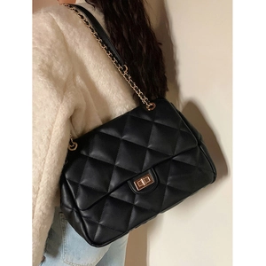 Vintage Quilted Rhombic Chain Shoulder Bag For Women 2025 New Large Capacity PU Leather Crossbody Bag Elegant Square Handbag