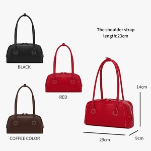 Detailed size chart showing 29x14x9 cm dimensions for the leather Boston handbag
