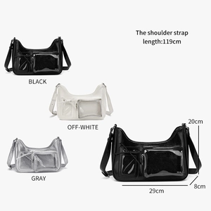 Detailed comparison of three colors and size dimensions for the casual crossbody bag