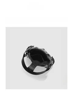 Internal view of black underarm bag showing large capacity and zipper pocket