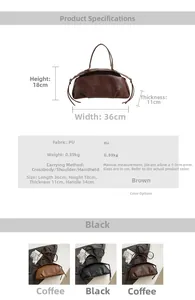 Dimensions détaillées du sac sous les bras en cuir PU plissé avec bandoulière amovible