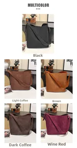 Detailed comparison of minimalist matte suede tote bags in five distinct retro colors