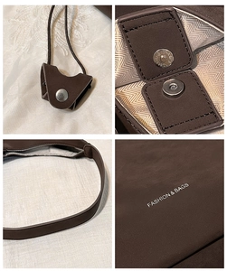 Dettaglio borsa tote in pelle scamosciata testa di moro con chiusura magnetica
