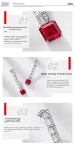 Detailed view of S925 silver earring with square cut ruby and fine polishing detail