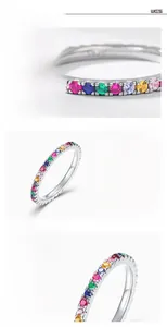 Close-up of S925 sterling silver stamp and colorful cubic zirconia inlay details