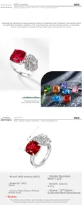 Macro shot of S925 silver ring featuring 10x10mm square-cut ruby and rose design