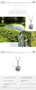 Detail of S925 silver pendant with a 7x9mm moss agate stone and sunflower frame design
