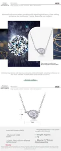Macro shot of S925 sterling silver water drop necklace with 5*7mm moissanite detail
