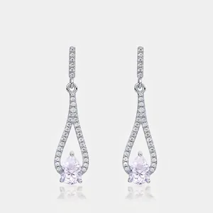 Luxury 925 Sterling Silver Moissanite Drop Earrings Pear Shaped Water Drop Dangle Earrings With GRA Certificate Women Jewelry