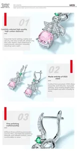 Détail de boucles d'oreilles nœud en argent S925 avec pierre rose et micro-pavé chic