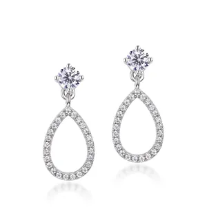 Elegant 925 Sterling Silver Moissanite Waterdrop Earrings For Women Pear Shaped Jewelry With GRA Certificate Silver Earrings