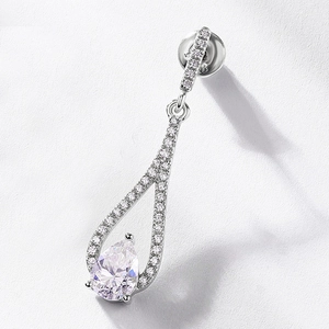 Sparkling S925 sterling silver drop earrings with pear-cut moissanite stone