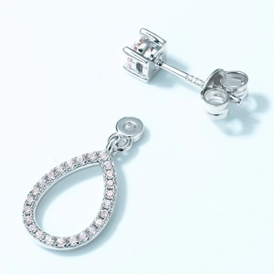 S925 sterling silver drop earrings featuring pink moissanite and pear-shaped pendants
