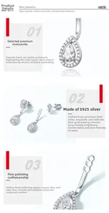 Détail macro des boucles d'oreilles moissanite en argent S925 avec polissage fin