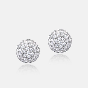 Exquisite S925 sterling silver ball stud earrings with shimmering pavé zircon stones